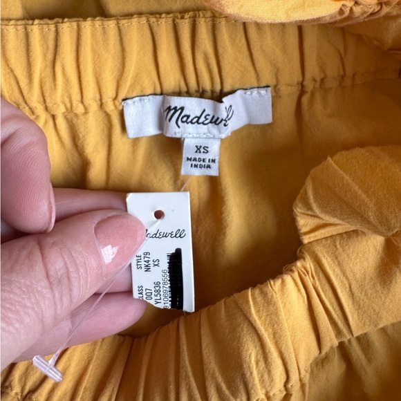 MADEWELL Flutter-Sleeve Square-Neck Mini Dress yellow Orange flutter Flouse - Picture 4 of 10